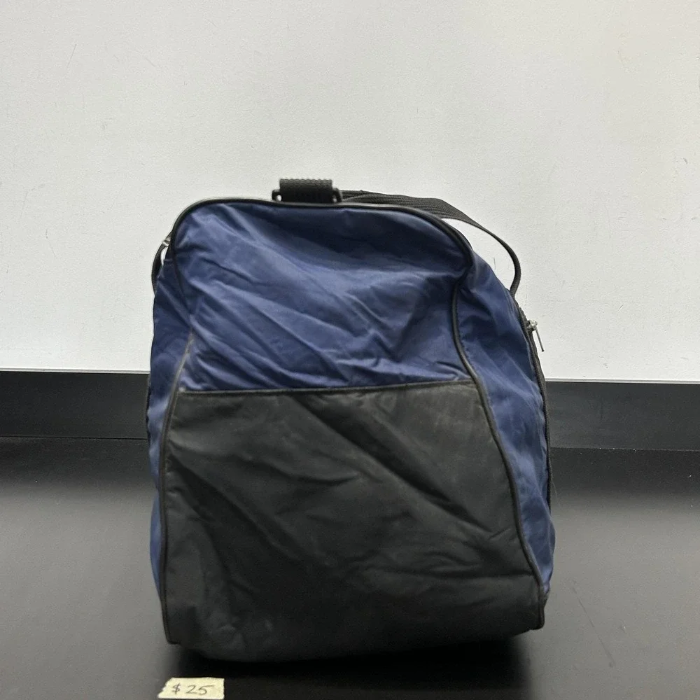 Vintage Nike Blue Black Duffel Bag Soft Case Gym Travel Men Nylon Sports Weekend
